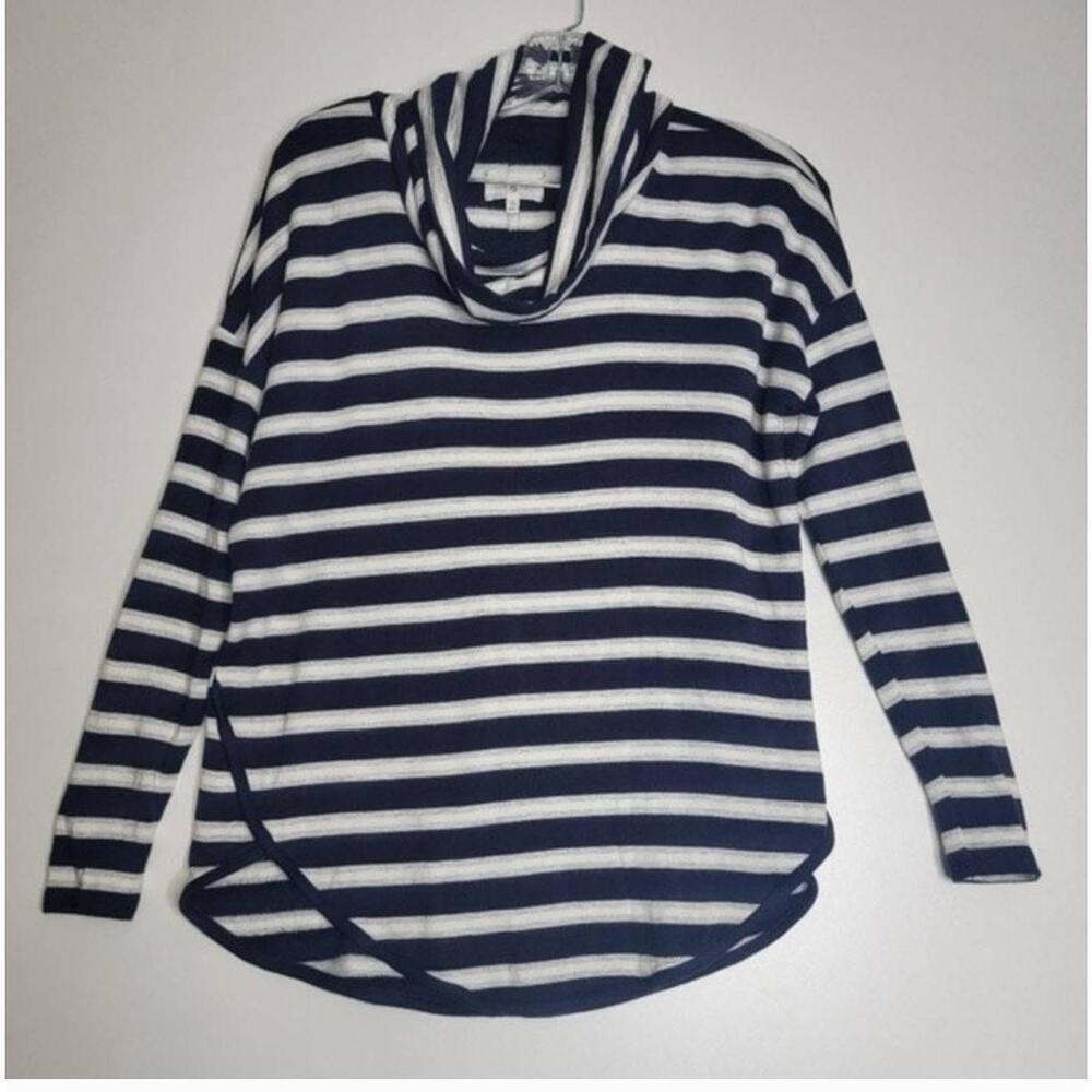 Lou & Grey Striped Cowl Neck Long-Sleeve Tunic Top Size XS